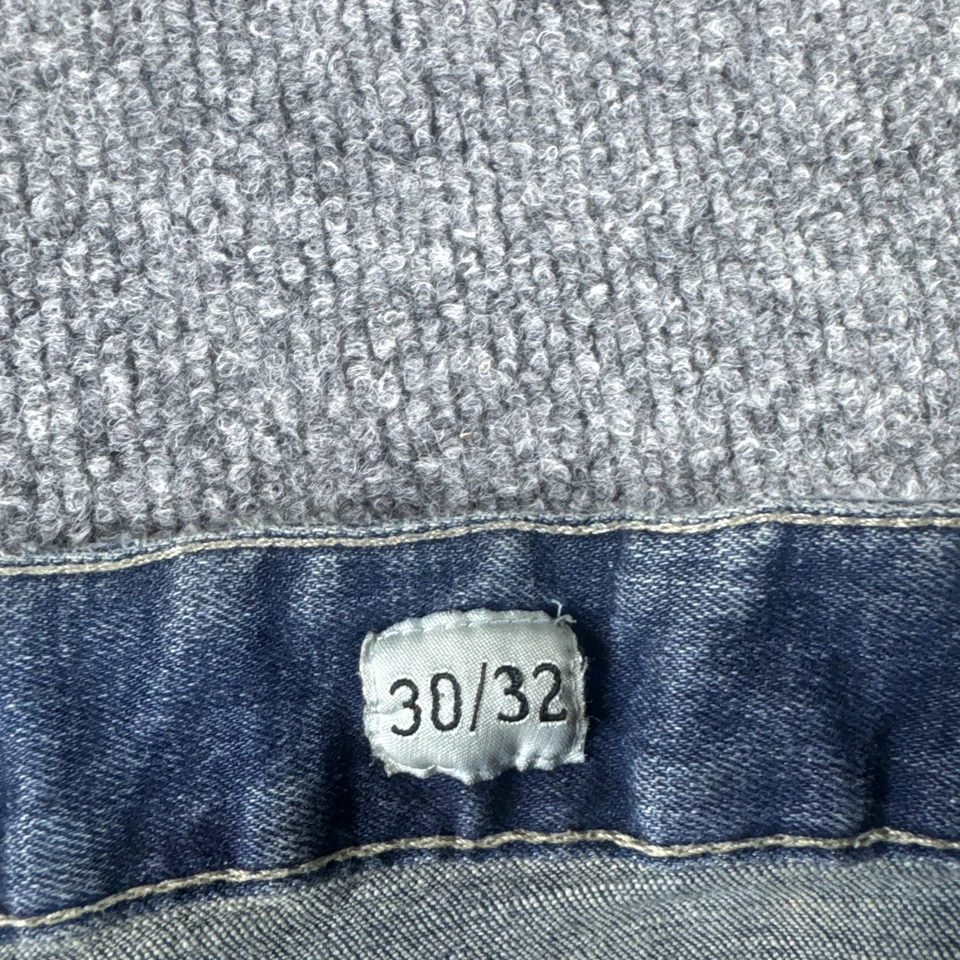 Jeans Smoke Rise para hombre 30x32 azul pintura envejecida salpicaduras de mezclilla elástica Foto 3 de 4