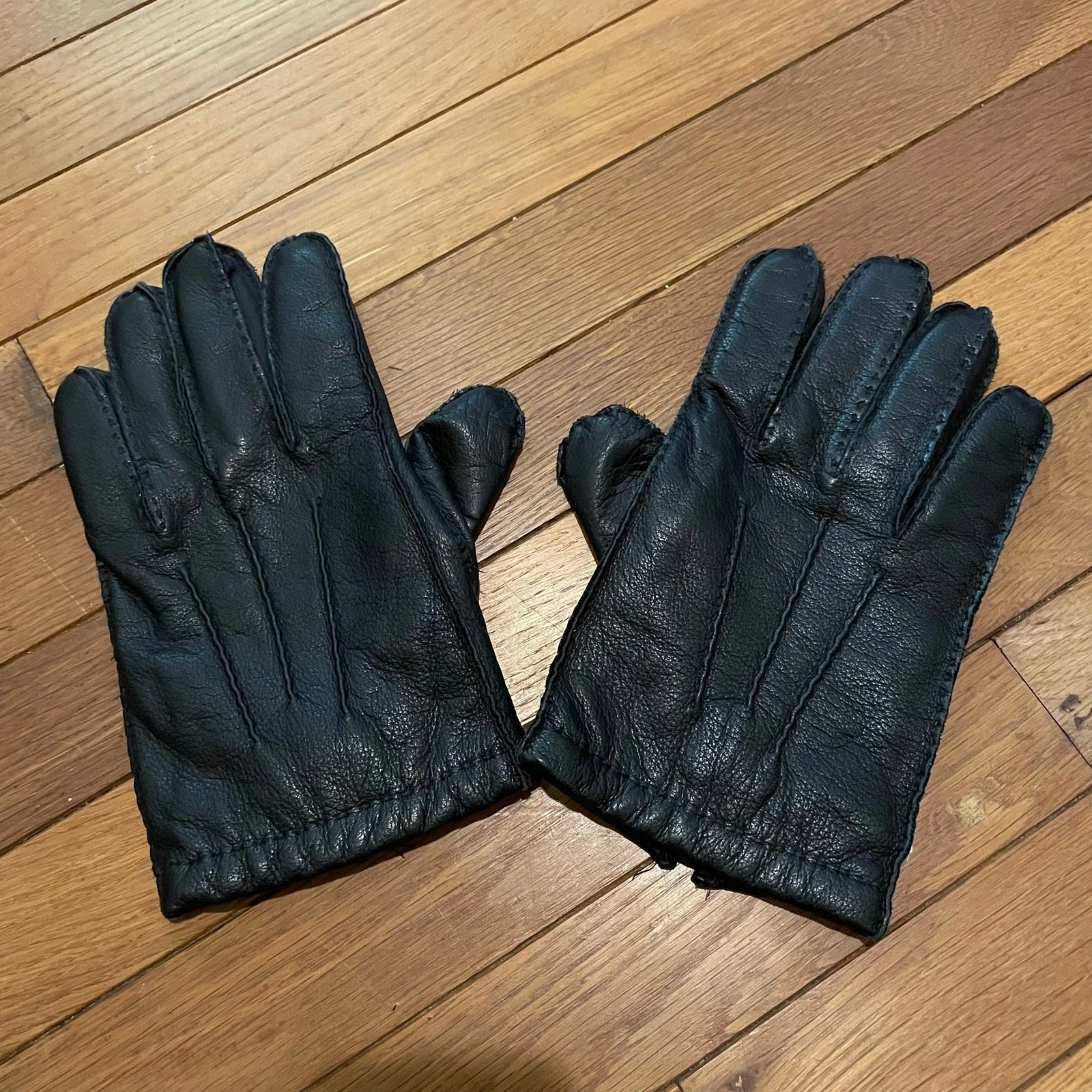 Aris Men's Black Leather Gloves Cashmere Lined Size XL Supple Winter Luxe