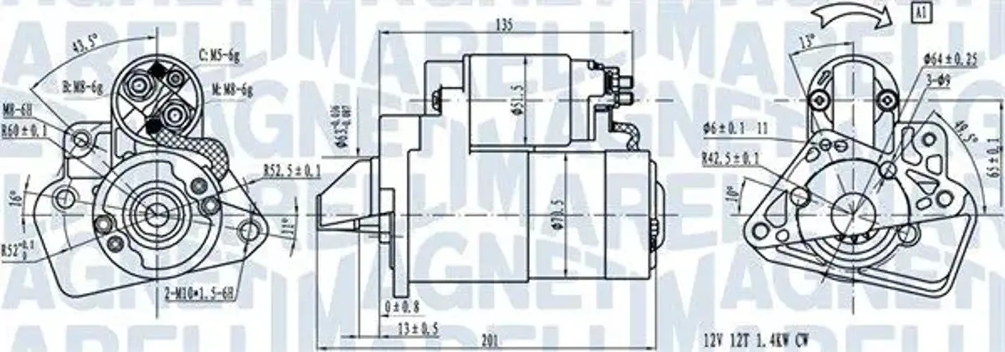 Motor de arranque Sentido de giro a la derecha (horario) 063721332010 para DACIA