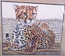Vintage 90s Janlynn Cheetah  Cubs Big Cats Wild 106-12 Cross Stitch Kit 14x14"