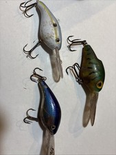 Lot of 3 Vintage Crankbaits / Trolling lures with deep diving storm Lightin Shad