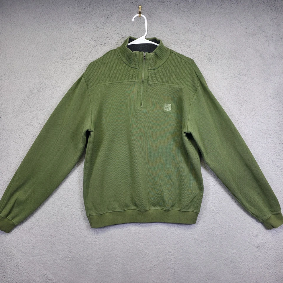 Cutter and Buck Sweater Mens M Green Zip Up Pima Cotton Knit Golf Sports Outdoor - Image 2 of 4