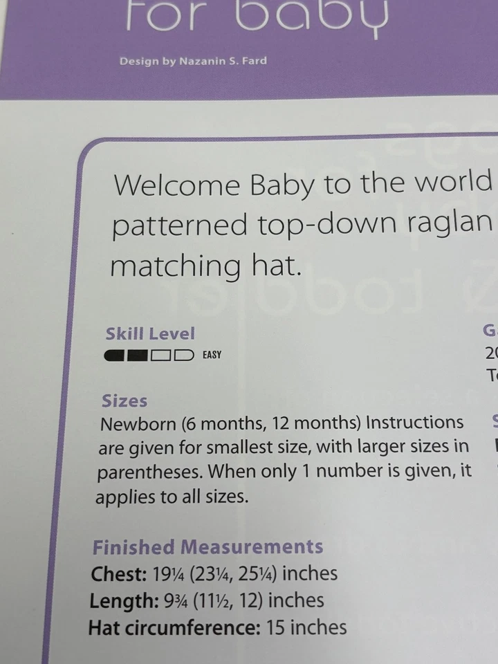 Raglan Sleeve Sweater & Hat Knitting Pattern Newborn-12m Pages from Book - Image 2 of 3