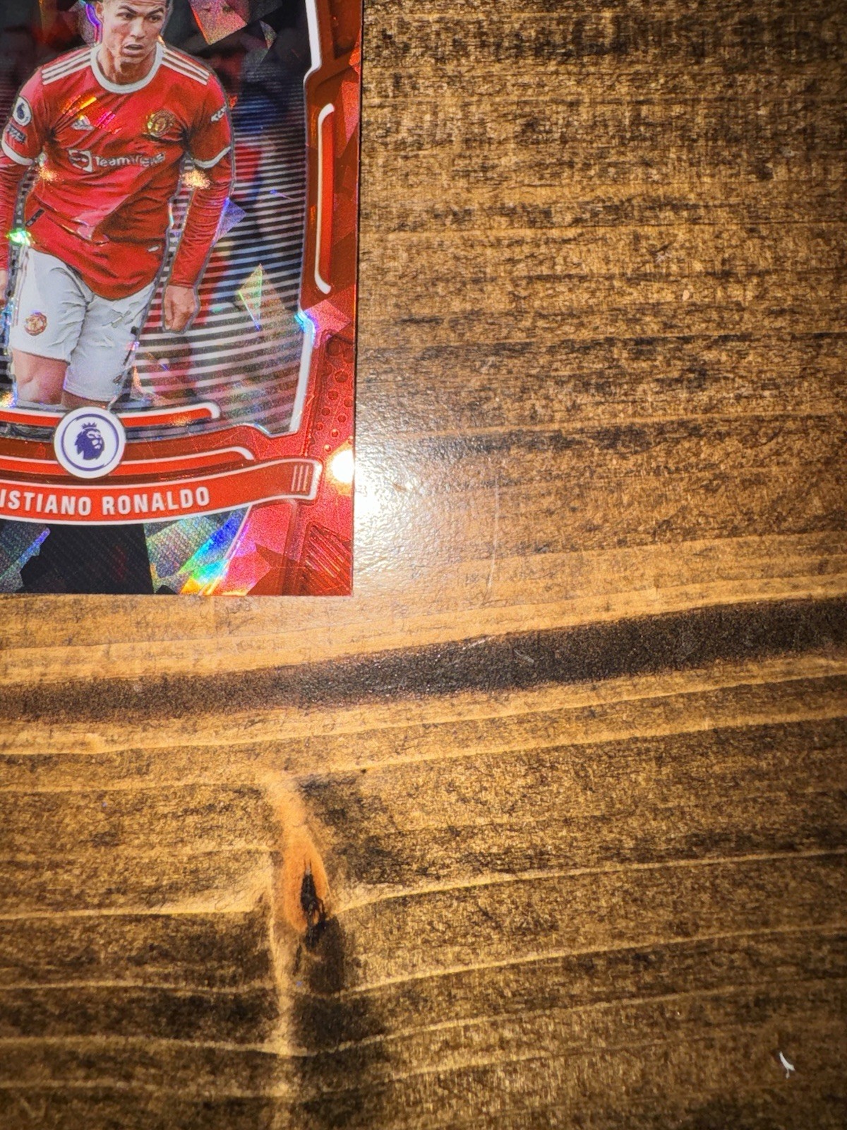 Panini 2021-22 Prizm Premier League Cristiano Ronaldo #283 Red Ice Prizm Man Utd view 5