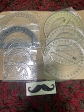 8 Pcs Plastic Clear Math Set Includes Protractor 4"-6"-6" full circle set