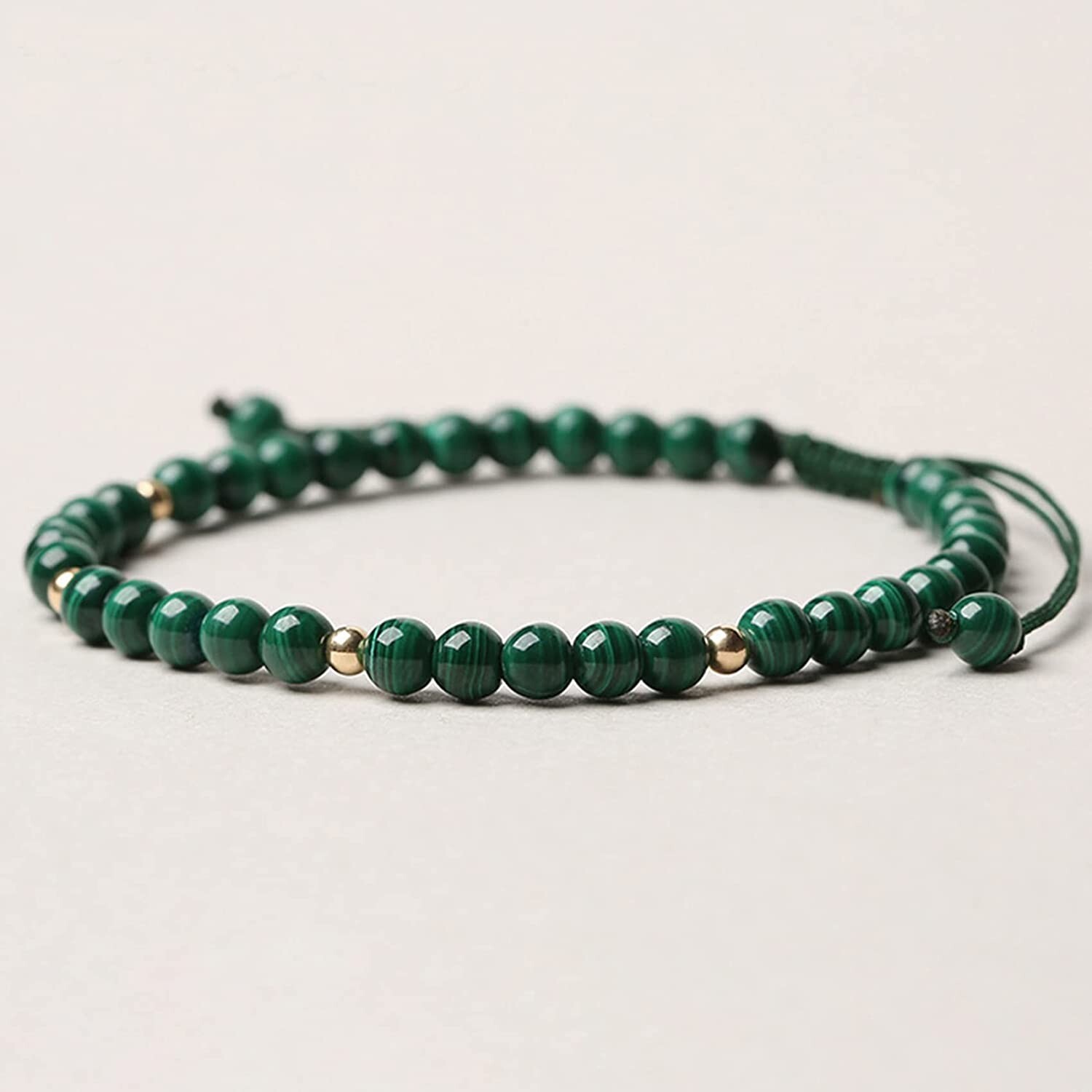 Natural Malachite Stone Bracelet Green Crystal Gemstone Braided Bracelet Healing