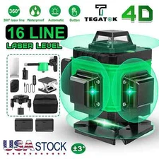 16 Lines 4 D Laser Level 360° Self Leveling Cross Line Measure With 2 Batteries