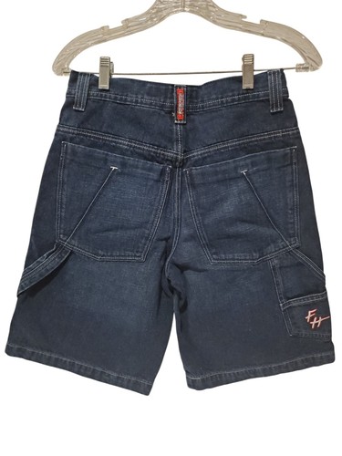 Vintage JNCO Flamehead Jean Shorts Youth Size 14 Husky Jorts 29" Skater Retro - Picture 2 of 5