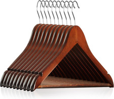 Casafield - 10 Walnut Wooden Suit Hangers - Premium Lotus Wood with Notches  C