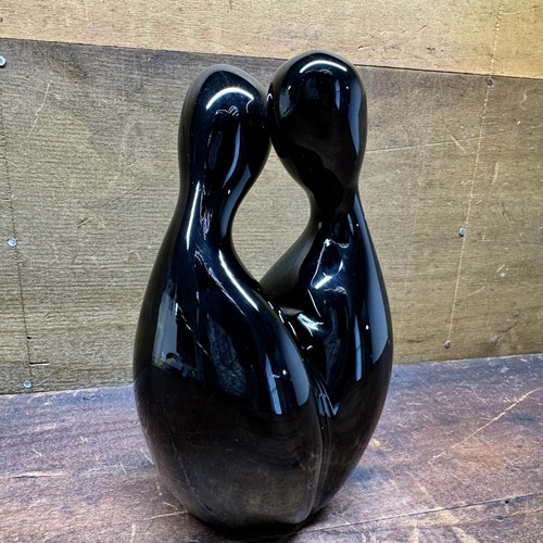 Arte Murano Black Glass Modern Couple Sculpture Lovers Kiss ICET Venezia Small - Picture 4 of 24