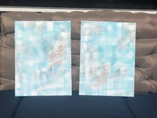 acrylic paintings on canvas hand painted 24x18 abstract picture blue/grey