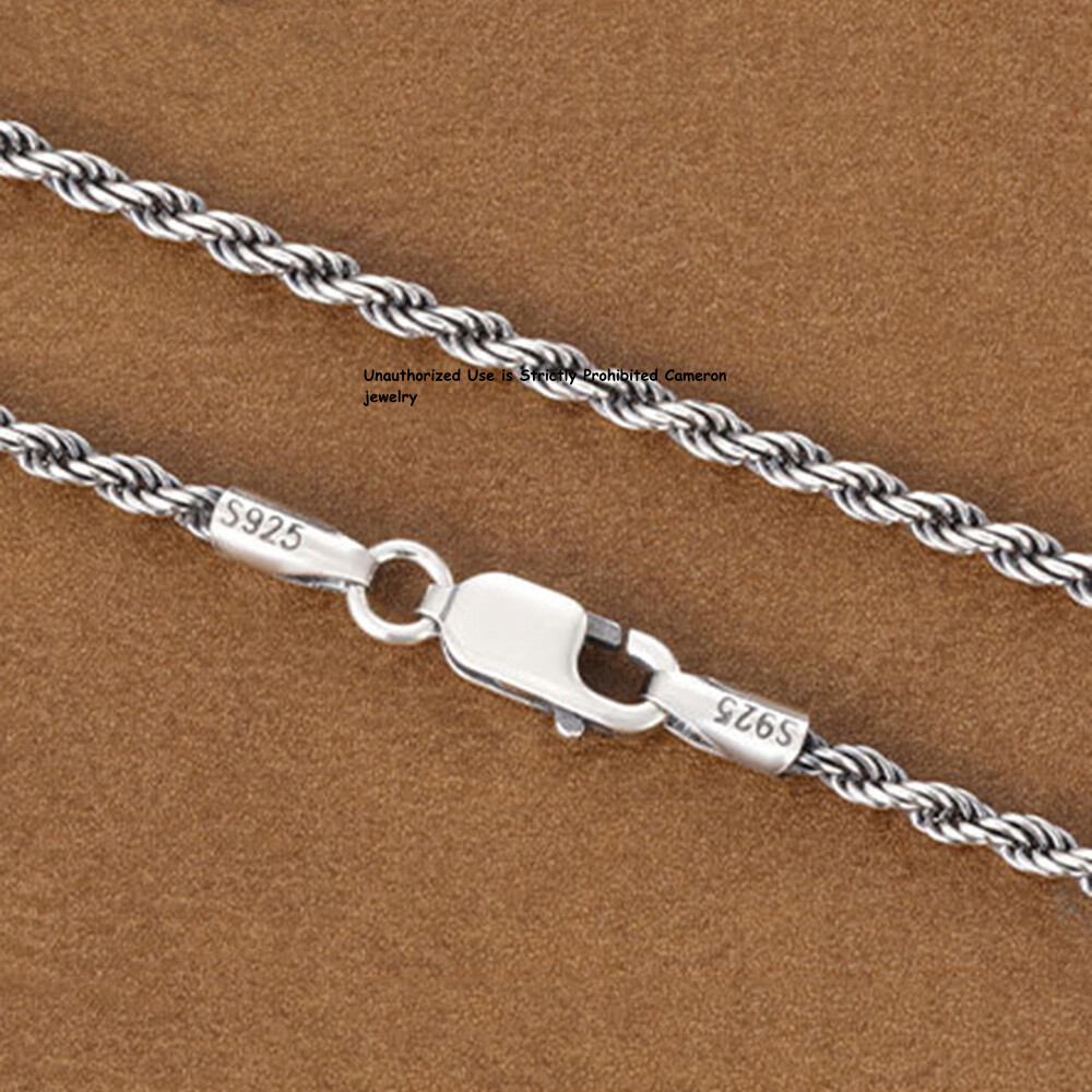 Pure S925 Sterling Silver Chain 2mm-4mm Lucky Rope Link