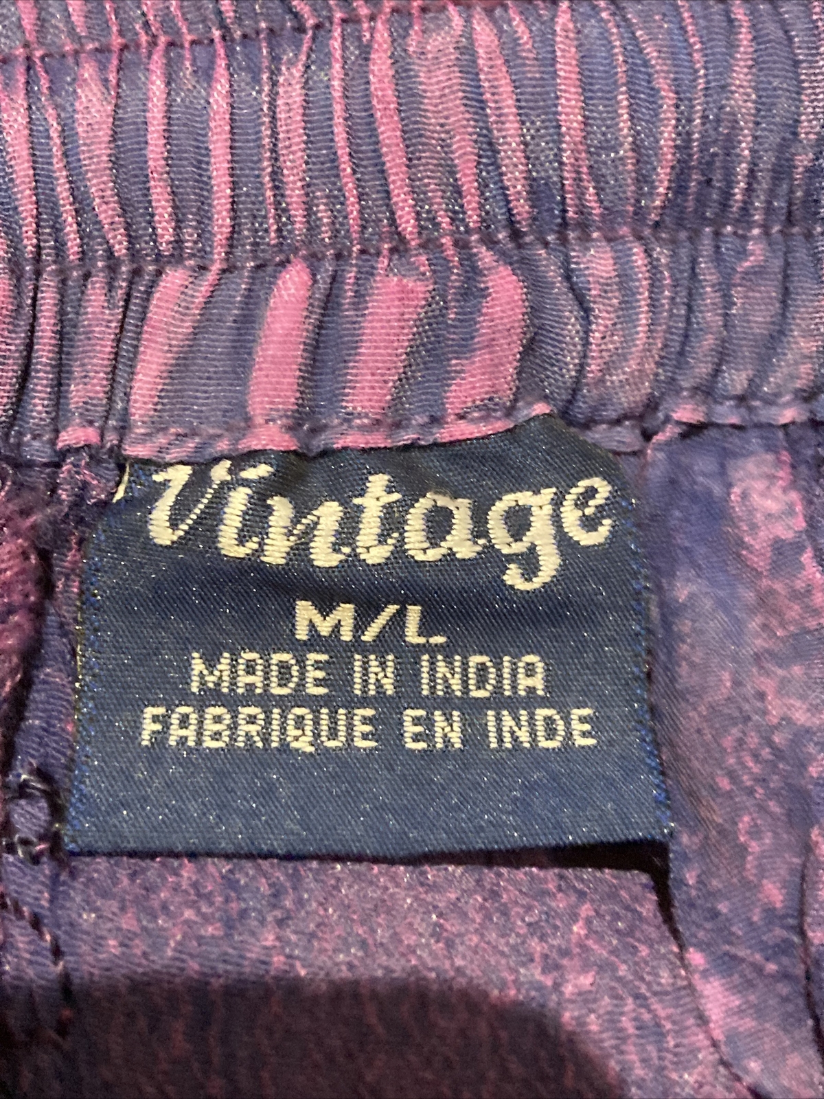 1970s/1980s Vintage Indian Purple Skirt, 13.5" across waist, un-stretched 10