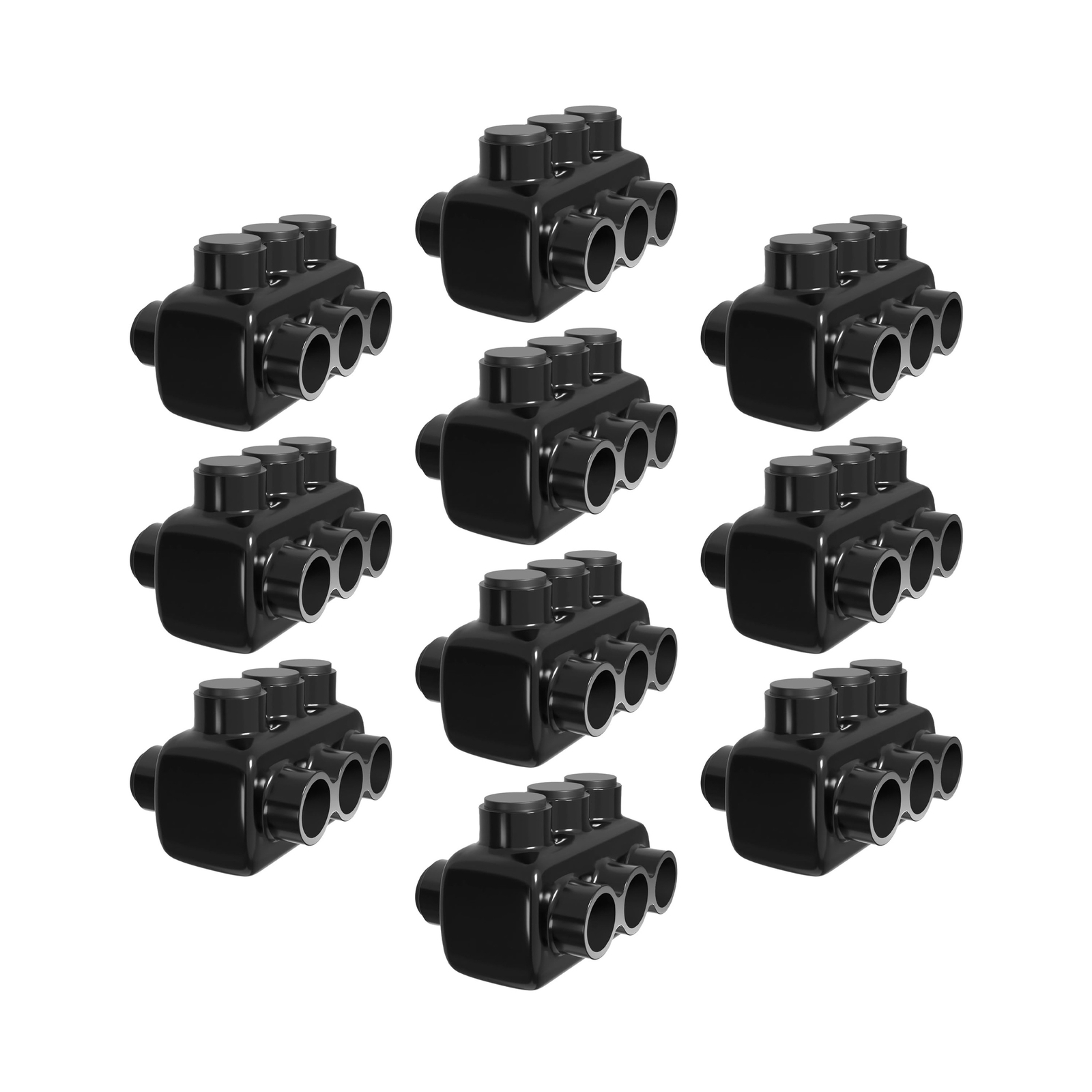 OHLECTRIC 10 Pack - Dual Side Entry - 3 Port - 2-14 AWG - Black Insulated Con...