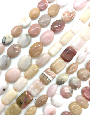 Natural Pink Peruvian Opal in Various Shapes 15.5in. Strands