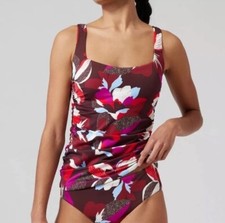 ATHLETA Square Neck Bra Cup Tankini Top 34D/DD Hero Bloom Decadent Chocolate