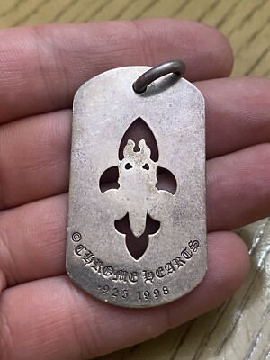 Chrome Hearts Designer Signed Dagger Dog Tag Pendant . 925 Silver
