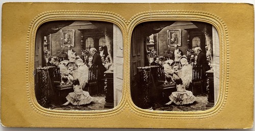 Mode Belles Femmes Robes Scène de genre Photo Stereo Diorama Vintage