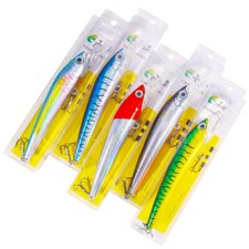 5 Pack Trolling Bait Fishing Lure Big Minnow Hooks Crankbait Tackle 24cm/95g USA