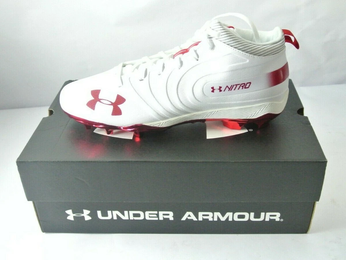 UnderArmour Men s Football Cleats Team Nitro MID Charged MC Red White NIB