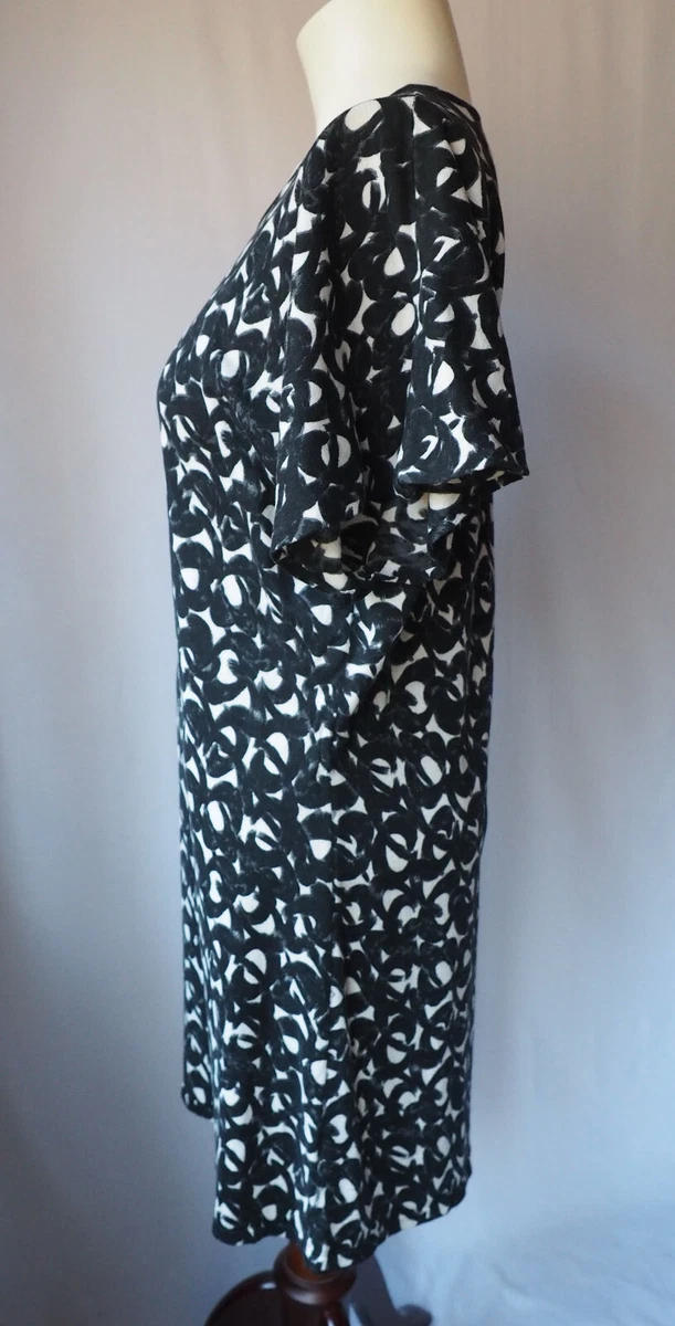 Garnet Hill Silk Cotton Soft Knit Dress Lightweight Black White