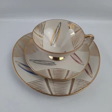 MCM Atomic Tea Cup Saucer Plate Set Winterling Bavaria Germany Vintage 
