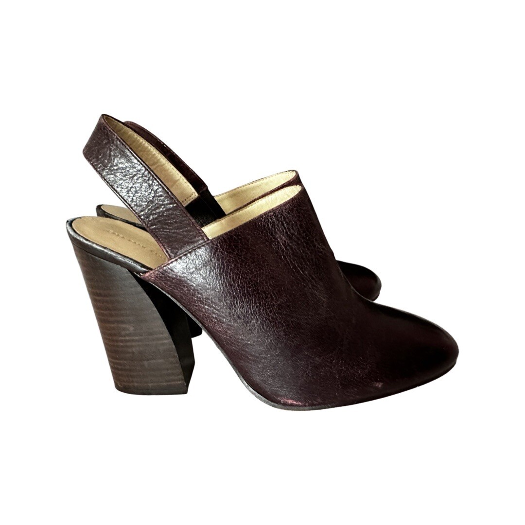 Zara Basic Size 41/9 Brown Leather Slingback Shoe… - image 5