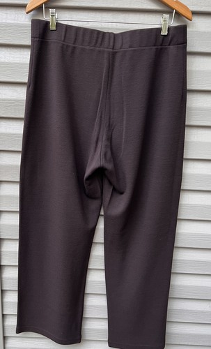 Eileen Fisher Washable Wool Blend Stretch Crepe Wide Leg Pant Brown Large - Picture 5 of 5