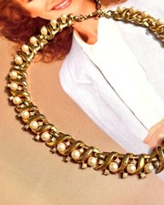 Vintage HALSKETTE Punziert Crown Trifari Kette Collier Perlen Alt Nachlass