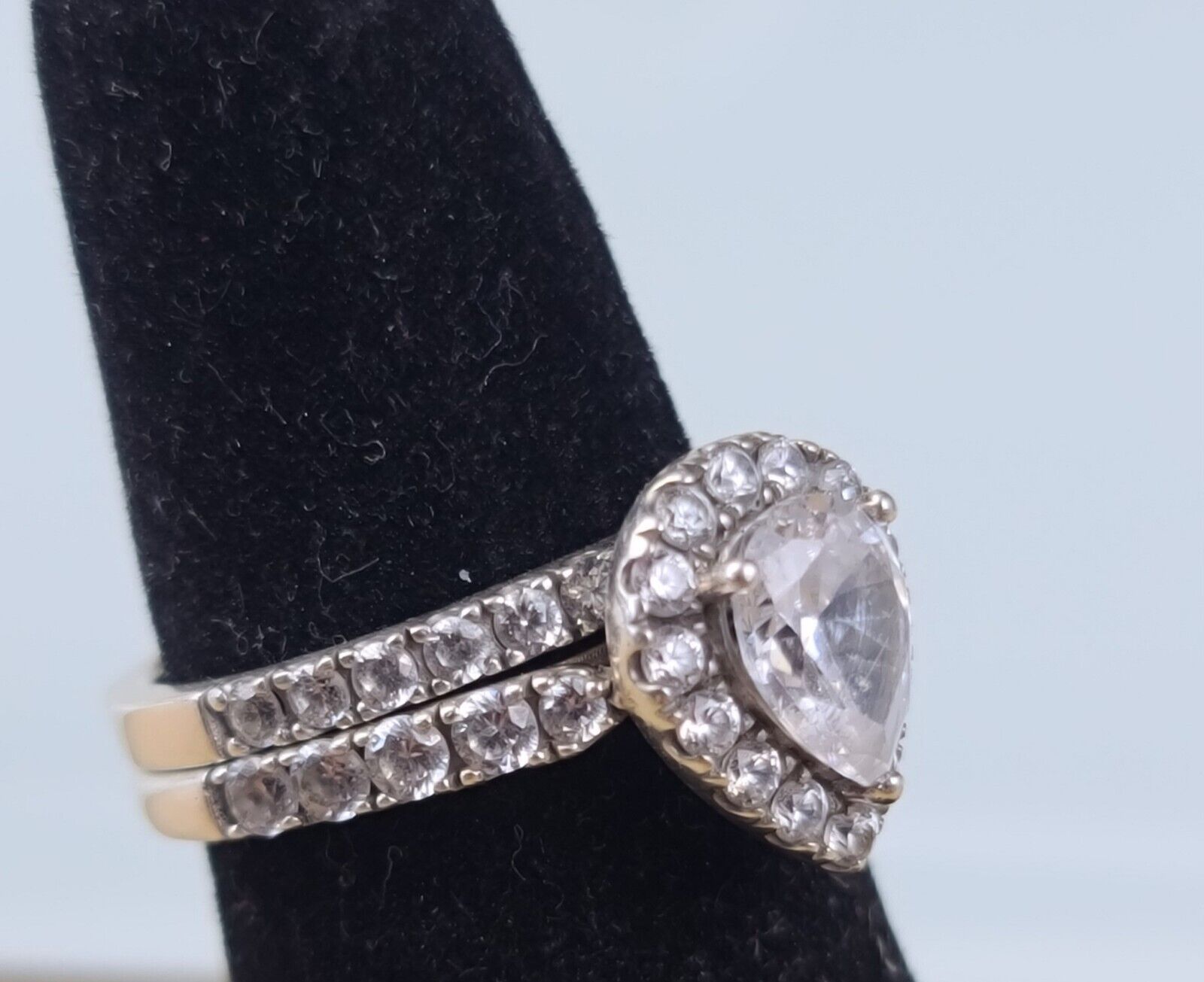 2 Sterling 925 Solid Silver Iced AAA Stacker Ring… - image 4