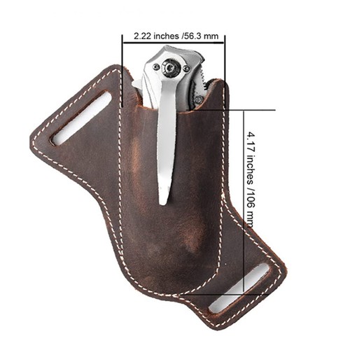 Leather Sheath Pouch Cover Case Belt Holder for Folding Tools Flashlight Outdoor - Imagen 9 de 17