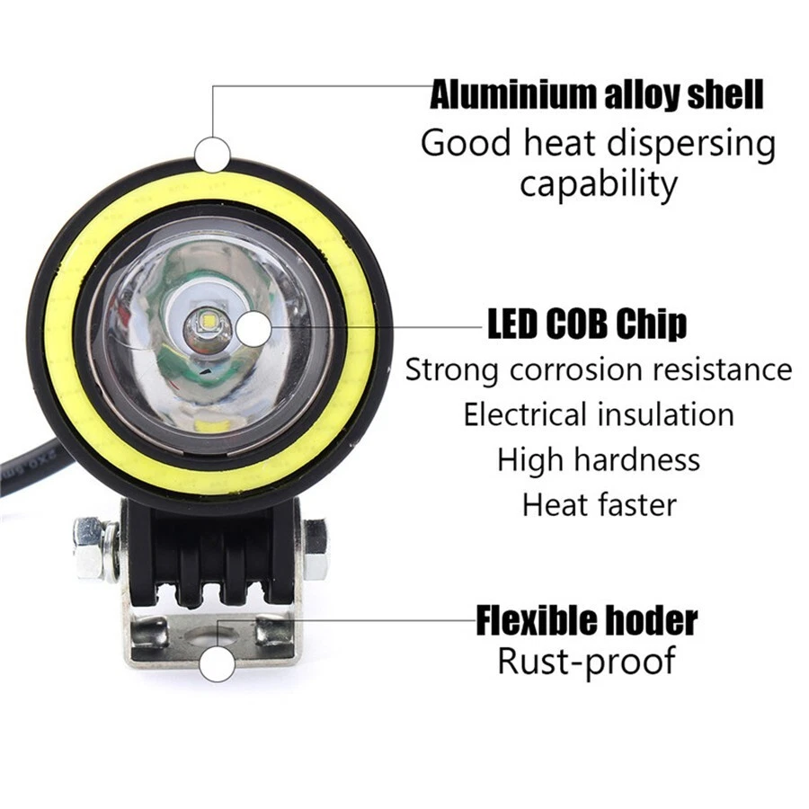 Lámpara antiniebla LED para conducción de moto a prueba de golpes con anillo de halo blanco Foto 4 de 4