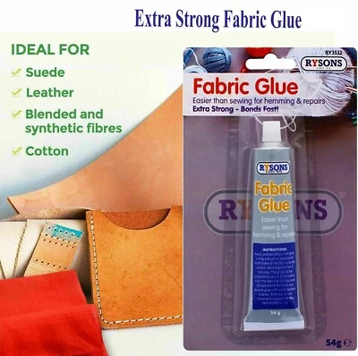 CRAFT CENTRAL Super Extra Strong Fabric Glue Quick Bond Washable Textile Sewing Hemming 54g