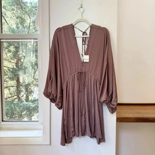 NWT Free People Arzel Mini Dress Long Sleeve in Cinnamon Sz Small - Picture 9 of 12