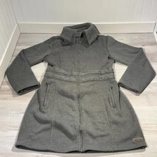 MERRELL PERFORMIX Womens Sz M Gray WOOL BLEND Fleece Lined Jacket Coat Zip Front