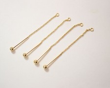 6pcs Tassel Charm,Earring Chain,Gold plated Brass Chain Pendant with Ball Chain