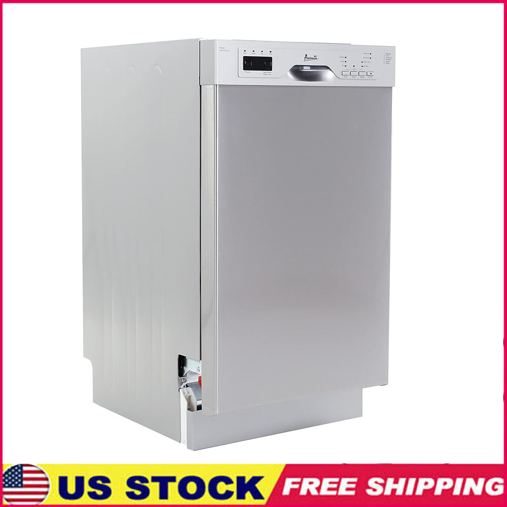 18 in Dishwasher Machine W/ LED Display 4 Wash Options Low Noise Stainless Steel