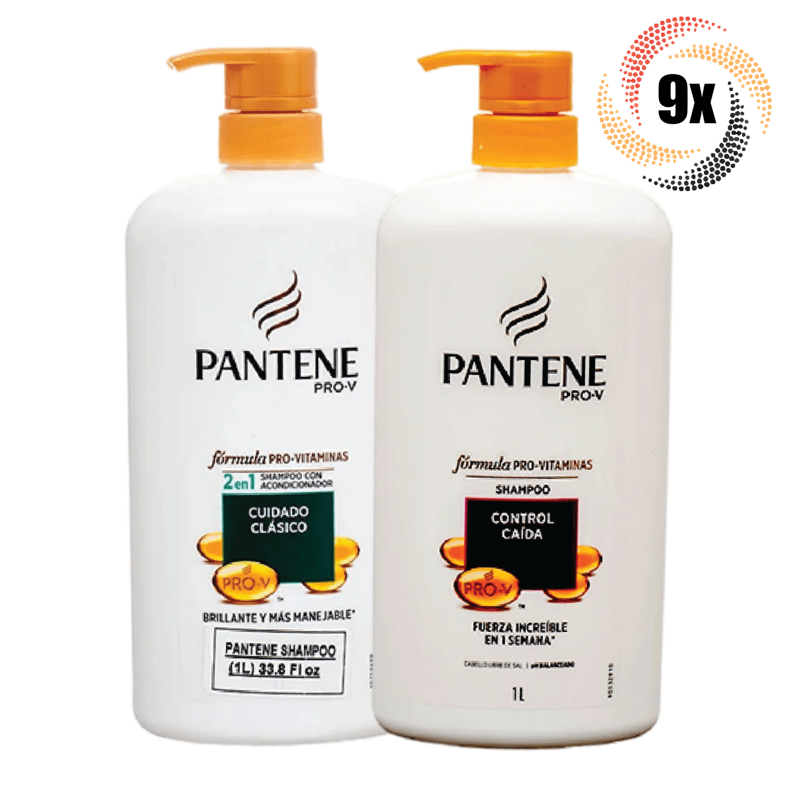 9x Bottles Pantene ProV Variety Shampoo & Conditioner 1L Mix