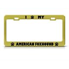 American Foxhound Dog Gold Metal License Plate Frame Tag Holder