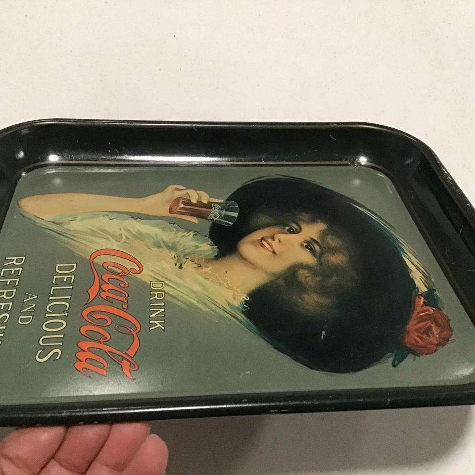 Vintage 1912 Coca-Cola Advertising Metal Serving Tray Woman Coke  - Image 3 of 4