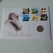 UK £2 Coin And Stamp Cover 2009 Charles Darwin 8516 Royal Mail Royal Mint