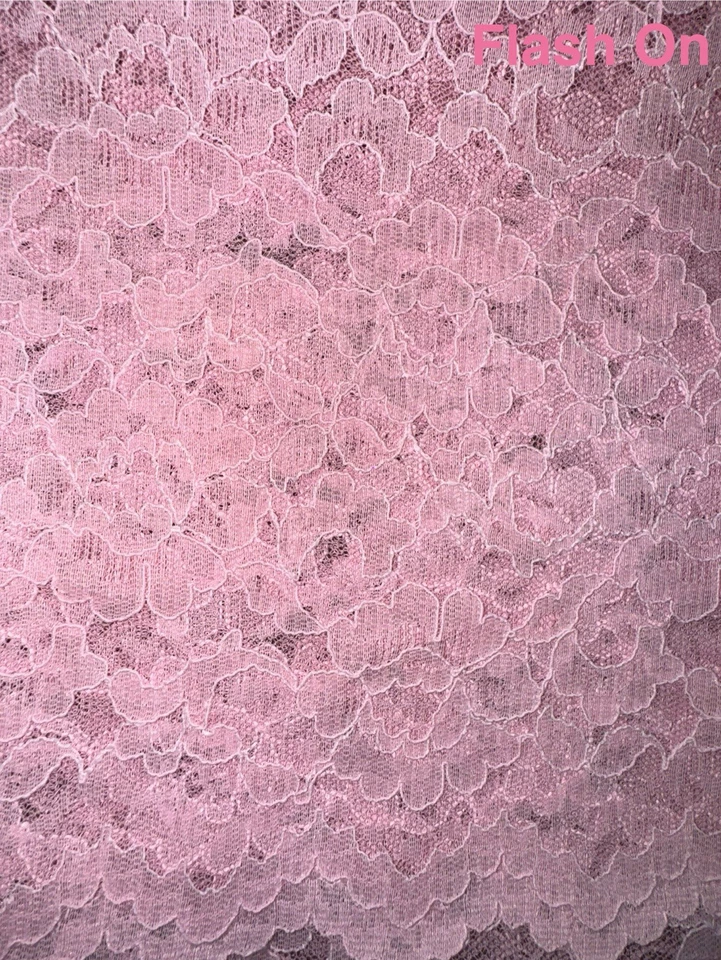 Vintage Lace Fabric 1.2 Yards- 43”x37” Light Pink Floral Lace 1970s Pink Lace - Image 2 of 4
