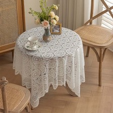 White Lace Tablecloth Rectangle Vintage Embroidered Lace Table Cover Party Home