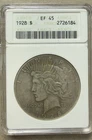 1928 P Peace Dollar $1 -ANACS EF 45 - Key Date - ANACS Soapbox Holder