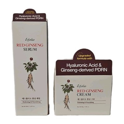 Esfolio Red Ginseng Cream & Serum Set Hyaluronic Acid PDRN Anti Aging K-Beauty
