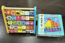 Montessori Wooden Counting Abacus Math Rainbow Beads Learning Tool And Alphabet 