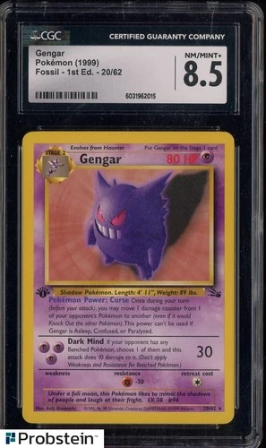 1999 Pokemon 1st Edition Fossil 20/62 Gengar CGC 8.5 NM-MINT+