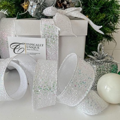 Neu Weihnachtsband Glitzer Drahtkante Basteln Geschenkverpackung Schleifen ''Glitz''