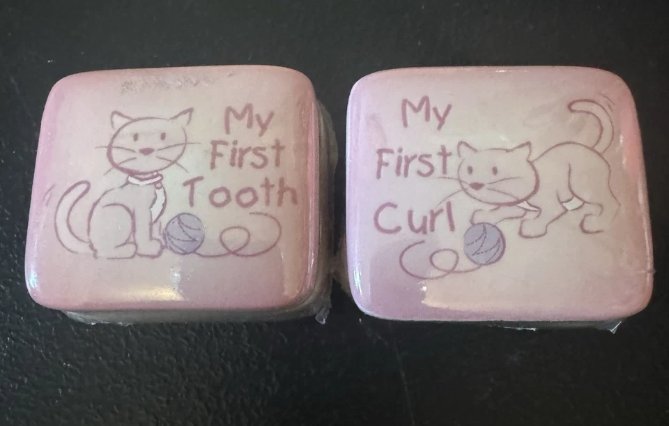 Lote Primera Hucha Bebés, Primera Caja de Dientes, Primera Caja de Rizos, Gatito Gatos Rosa Foto 2 de 4