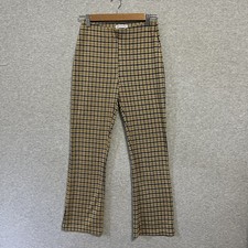 Urban Outfitters Knit Pants Womens Small Yellow Black Plaid Pull On Stretch Slim